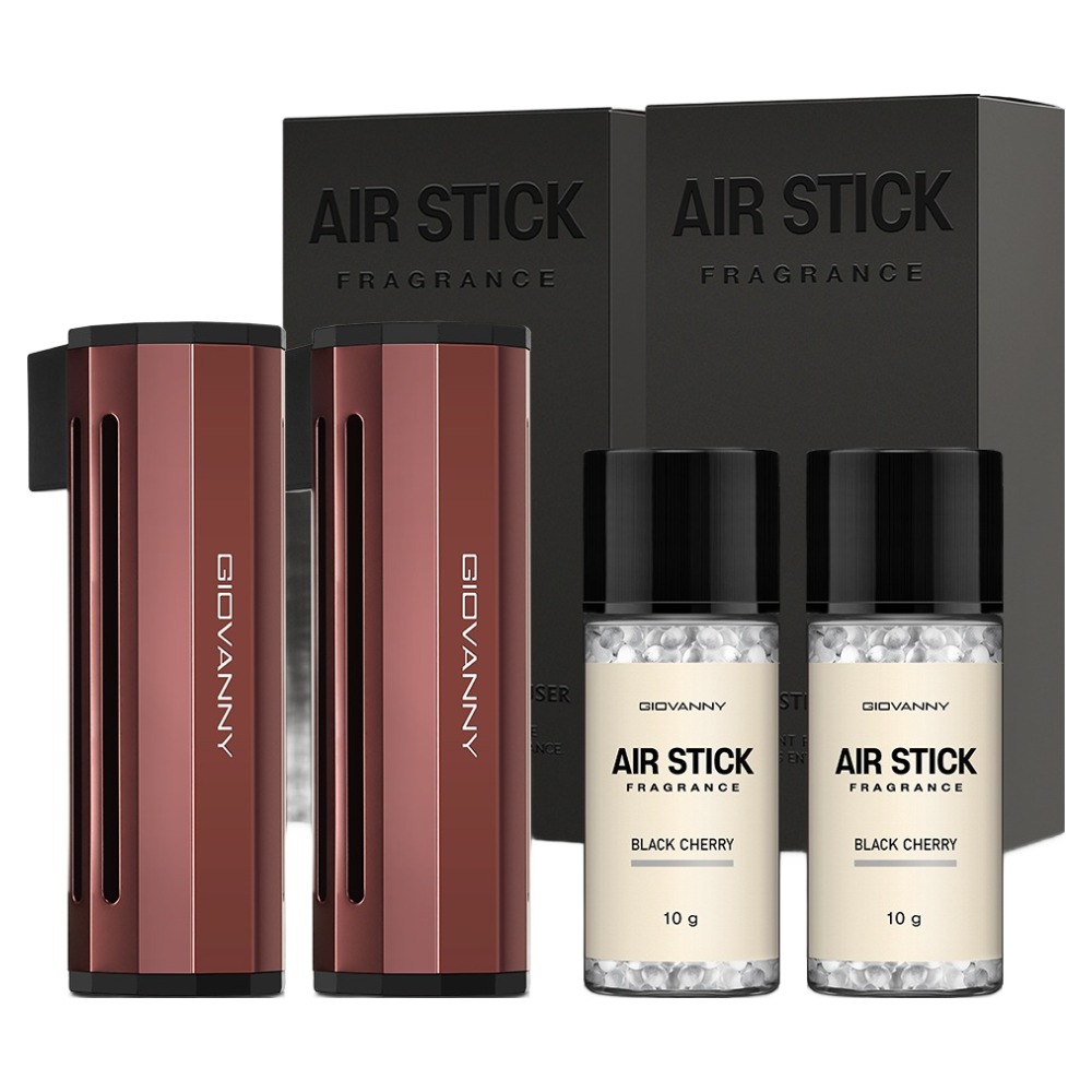 GIOVANNY 에어스틱 차량용 방향제 케이스 1p + 리필 10g 1p, 버건디 브라운 블랙체리, 2세트 27,500원