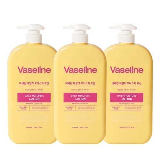 3개 바세린 데일리 모이스처 바디로션 1000ml /대용량 고보습 온가족용 20,280원