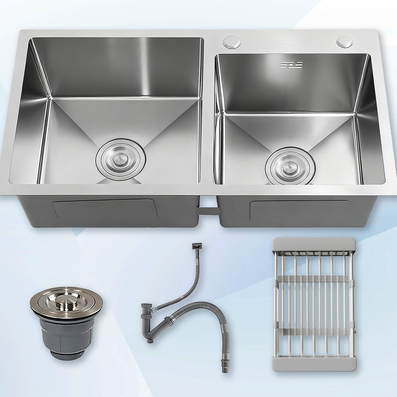 주방 싱크대 대용량 더블볼 SUS304 스테인리스 두꺼운 사선 설계 / 언더마운트 매립형 설치 가능 / 수도꼭지 미포함 96,000원