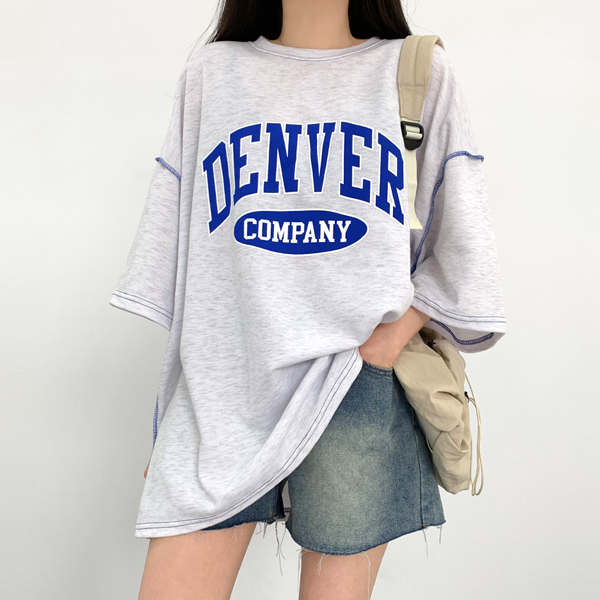 티데일리 여성용 컴페니 레터링 스티치 오버핏 반팔 티셔츠 16,110원