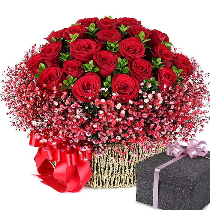 119플라워 (당일배송) 장미&유색안개 바구니 (캔디포함) ST-A1625 화이트데이 꽃바구니 전국꽃배달 생일 기념일 꽃선물 생화 꽃배달 화이트데이선물 당일꽃배달, 1개 90,200원