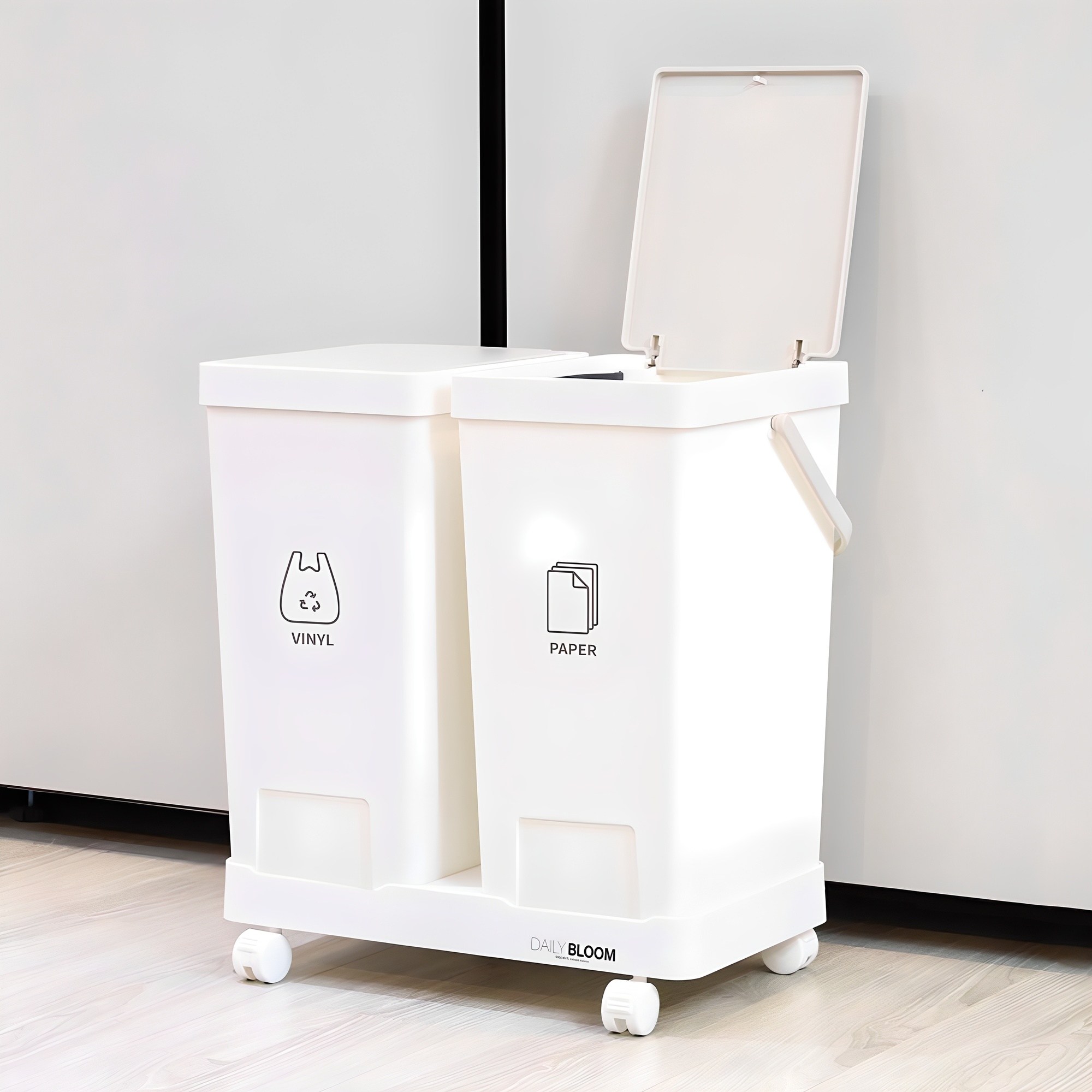 데일리블룸 원터치 분리수거함 2P, white, 현재가 24,900원