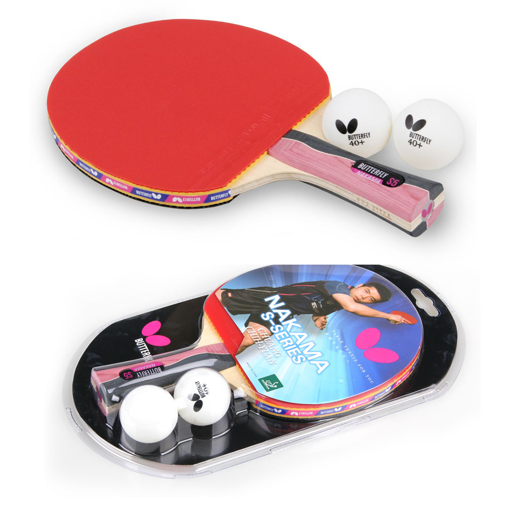 쉐이크핸드 탁구라켓1p + 공2P 버터플라이 NAKAMA S5 카본합판 FL그립 공인러버 완제품, 쉐이크, 1개 54,900원