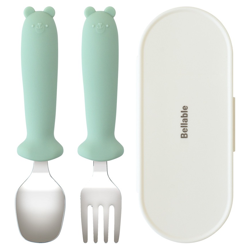벨라블 고미 실리콘 스테인리스 식기세트, 올리브, 스푼 + 포크 + 케이스, 1세트 12,500원
