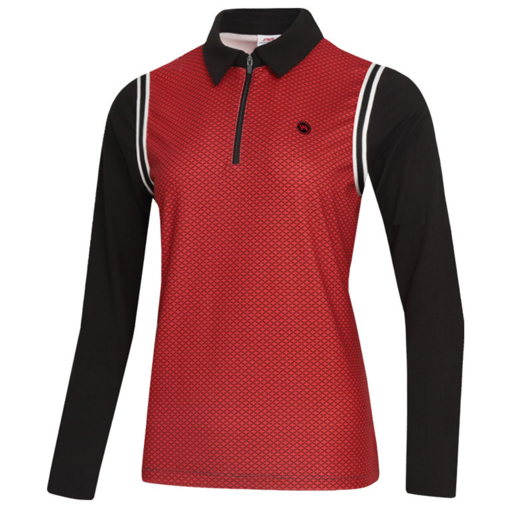 PWX Q324-3451-52 여성 프린트 집업형 카라티셔츠 48,900원