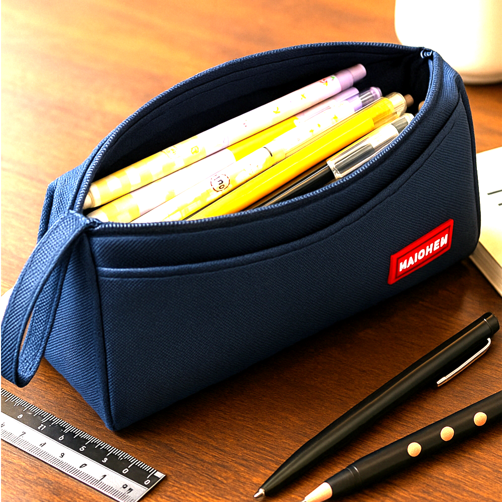 앤의선물 이중 수납 대용량 펜 파우치 필통, 1개, 네이비 11,000원