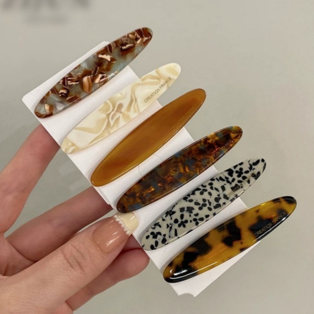 6개세트 헤어퀸 옆머리 앞머리 포인트 일자 헤어핀 고급 프랑스 마블 집게핀 12,800원