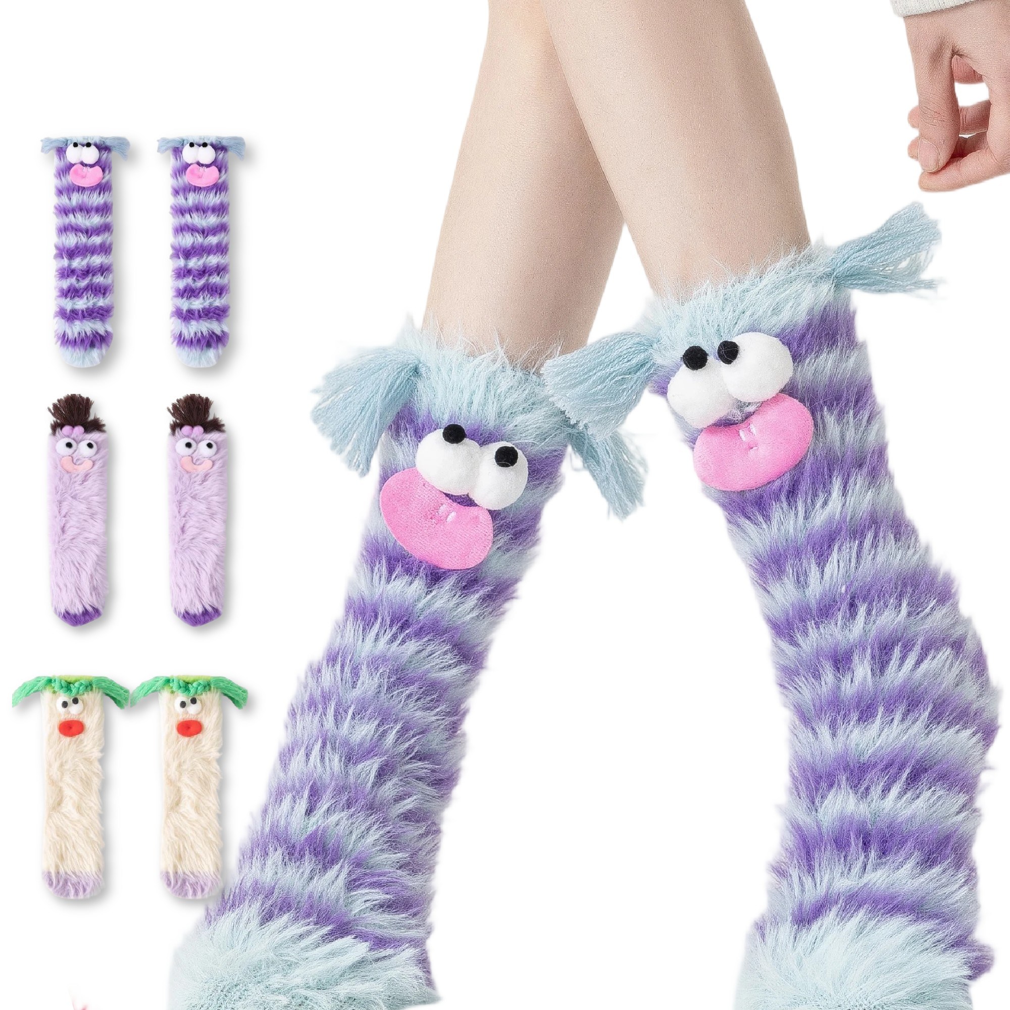 스위트나나 여성 겨울 수면양말 롱 극세사 캐릭터 보온 방한 양말 3켤레 23,600원