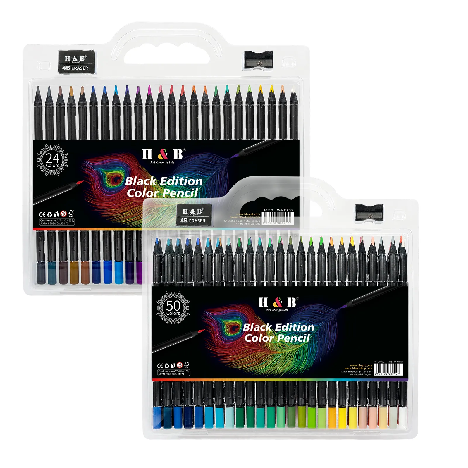 HB문화사 블랙에디션 컬러 유성 색연필 전문가용 삼각그립, 1개, 50색 24,900원
