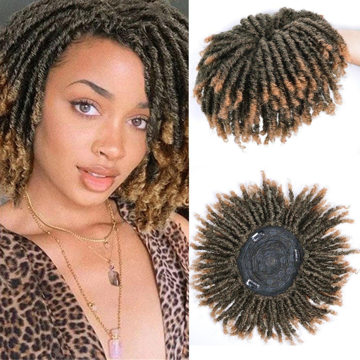 스트레이트 엣지짧은 크로 셰 뜨개질 가발 합성 클립 헤어 확장 아프리카 하프 Dreadlock Hairpieces For M 18,700원