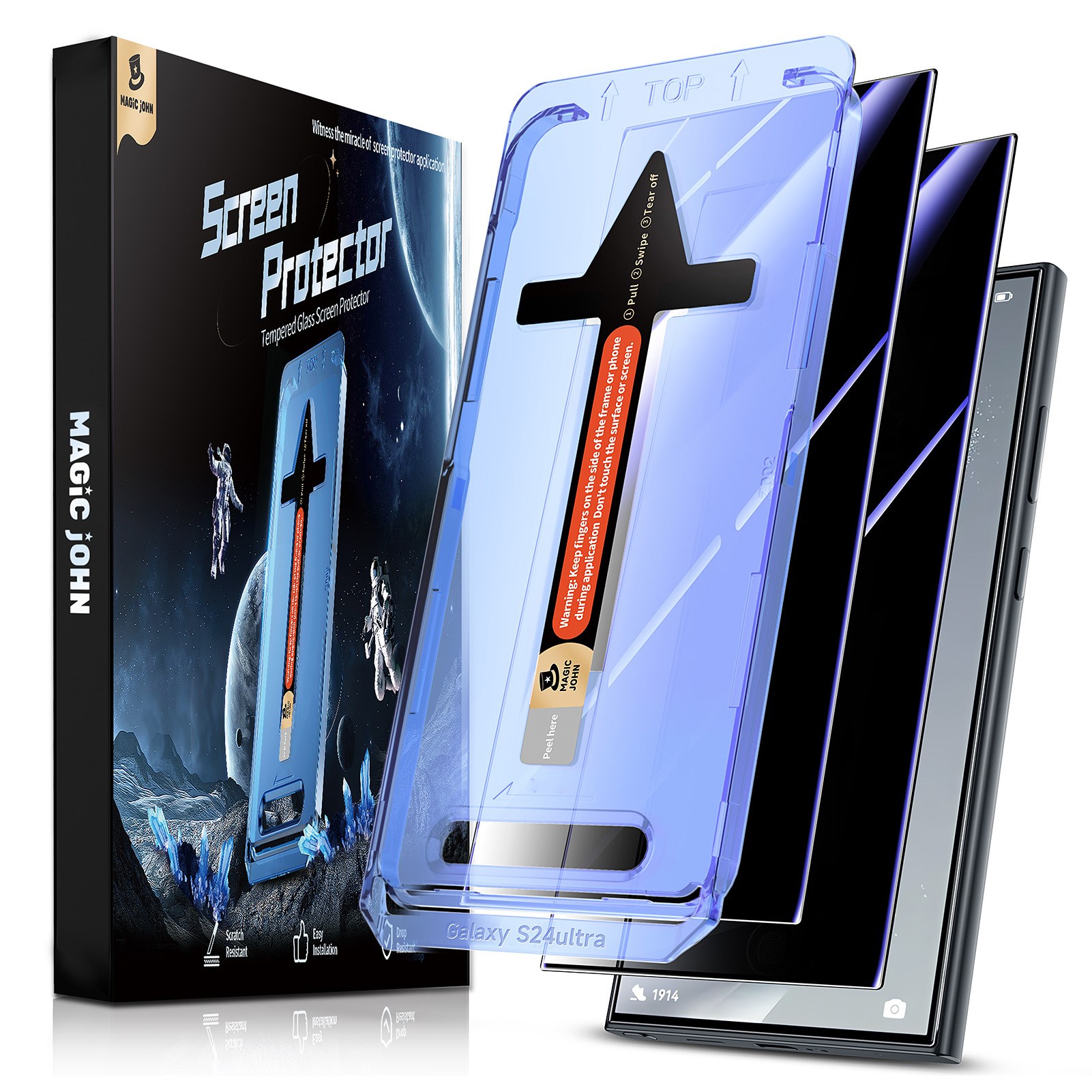 MAGIC JOHN 매직존 갤럭시 사생활보호 프라이버시 강화유리 휴대폰 액정필름 지문방지 먼지제거 풀커버+부착키트 2매입, 1세트 24,980원