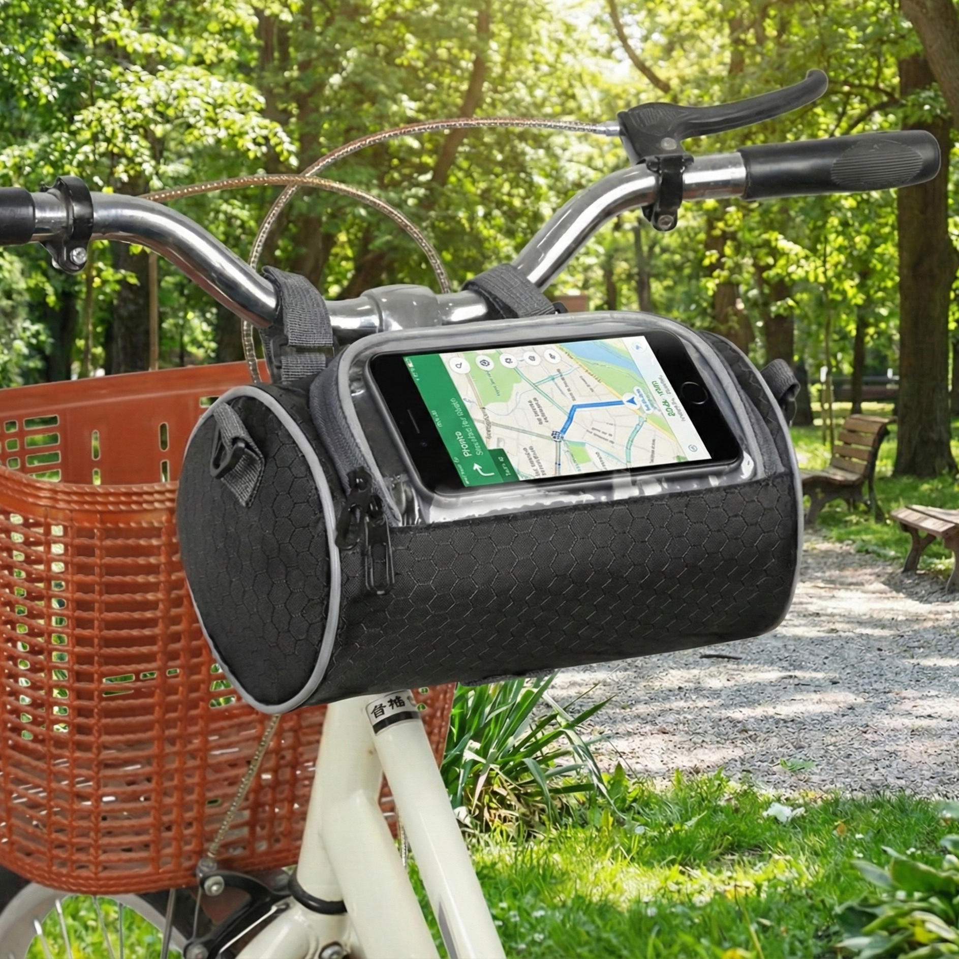 웨이백홈 터치가능 자전거 핸들바 가방, 1개, 블랙 14,000원