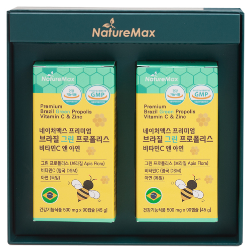네이처맥스 프리미엄 브라질 그린 프로폴리스 비타민C 앤 아연 45g*2개, 90정, 2개 47,900원