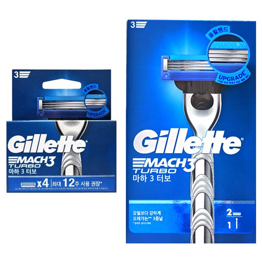 질레트 마하3 터보 면도기 2UP +면도날4입 (면도기+면도날6개) 27,500원
