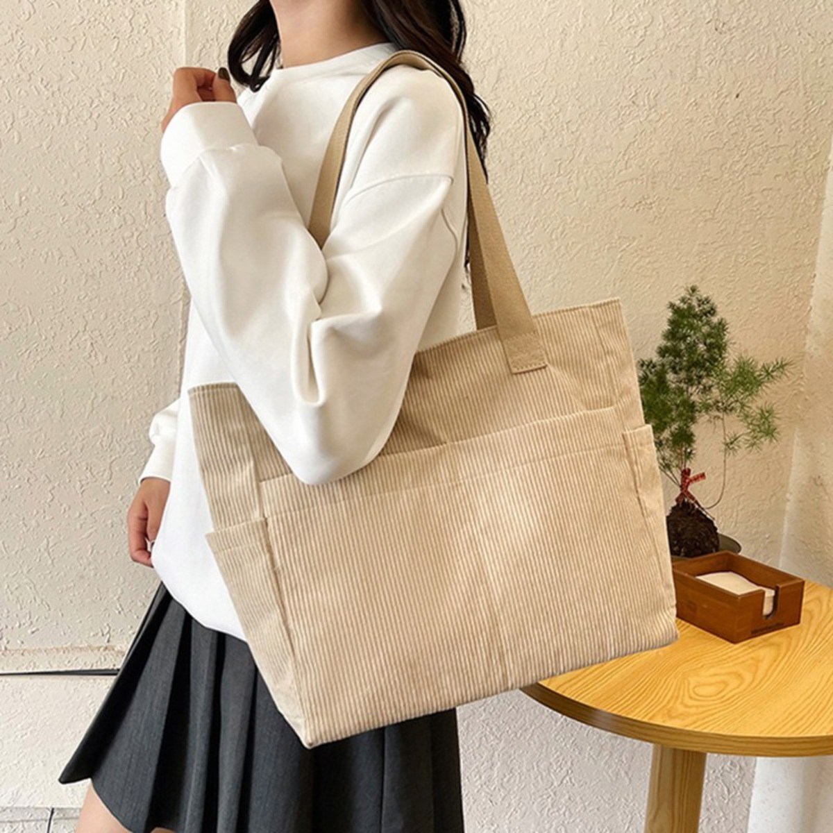 코듀로이 에코백 데일리 숄더 토트백 장바구니 컴퓨터 가방N-0080 7,900원