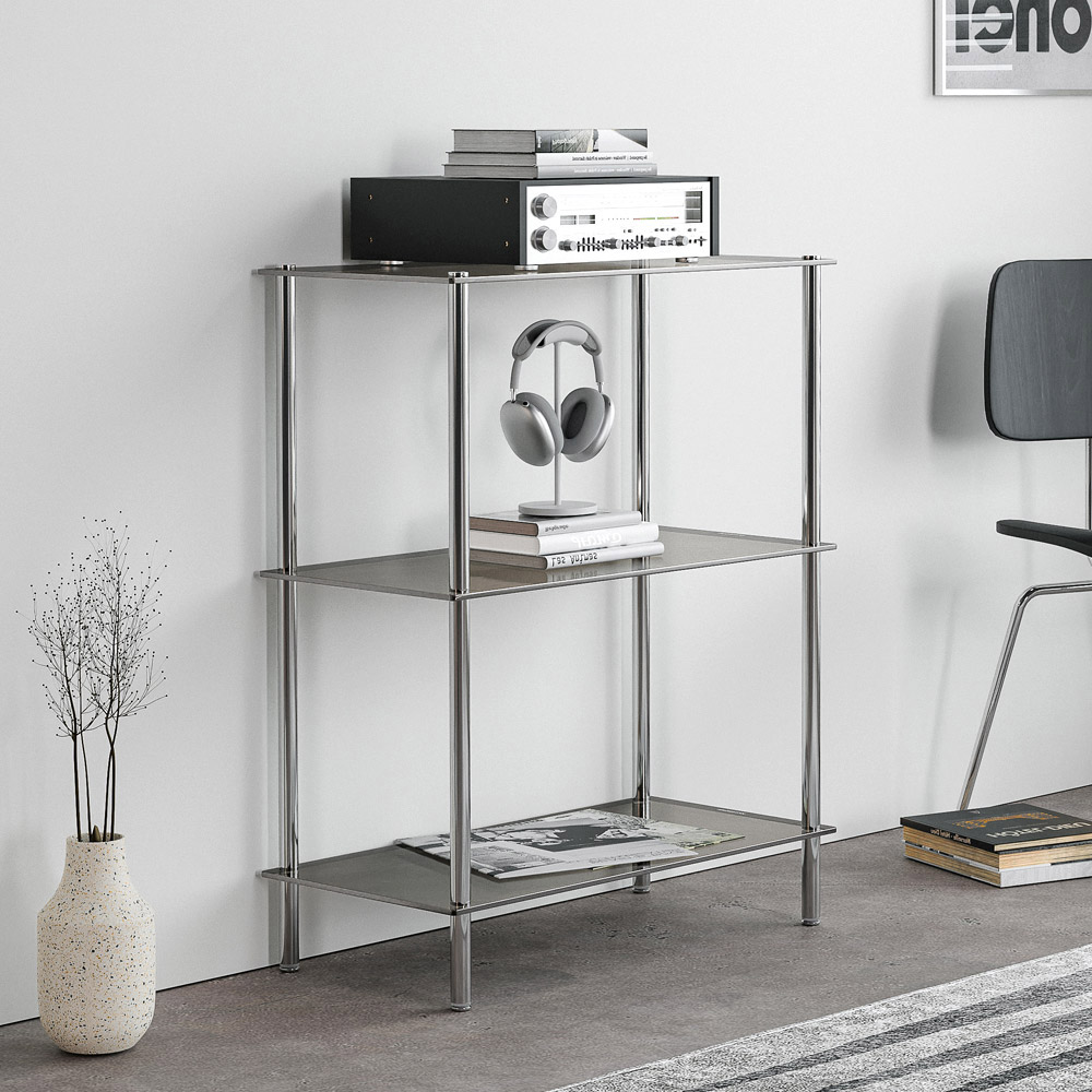 리빙위즈 베이 모듈 미드센츄리 유리 3단 선반 장식장, 3단, 그레이 44,900원