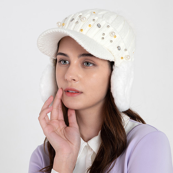 휴스토니 진주 큐빅 귀마개 모자 29,800원