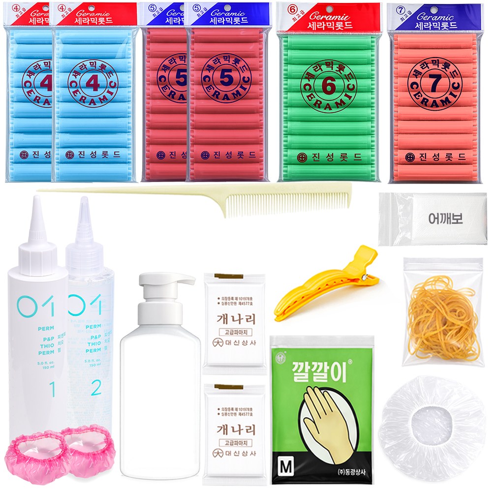 오라이브 남자펌 셀프 파마 세트 롯드 4.5호 2개씩 6.7호 1개씩 중화제 거품기포함, 1세트, 혼합 19,500원