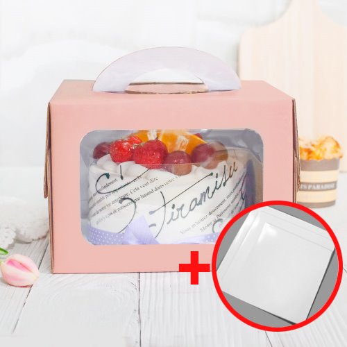 투명창 케이크박스 3호 SET(+받침/15cm) 핑크파스텔 10개/50개 110,400원