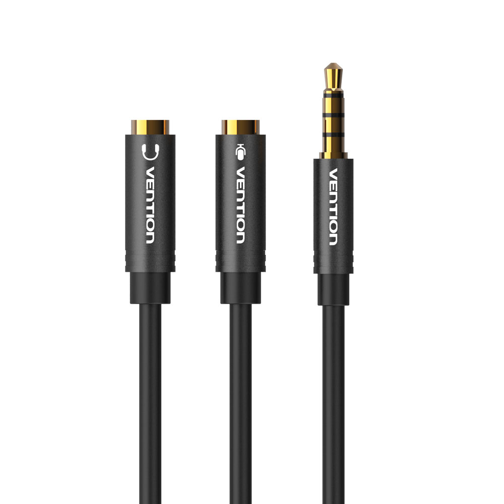벤션 4극 male to female 마이크 오디오 이어폰 분배 Y케이블 3.5mm, 단일상품, 블랙, 1개 9,900원