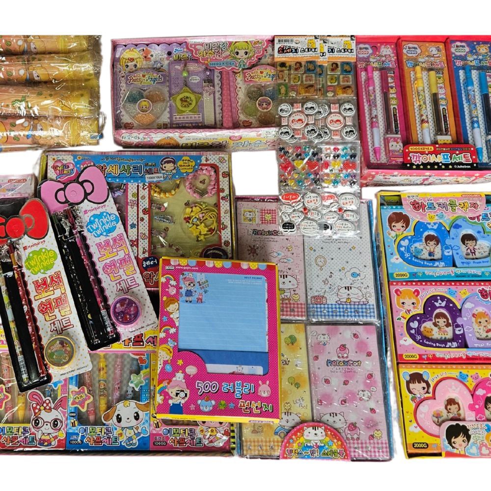 문구완구 랜덤박스 20000 / 60000~80000 대용량 문구 팬시 완구 학용품 놀이용품 교회 학원 달란트 시장놀이 바자회 단체 행사 어린이선물, 1세트 20,000원