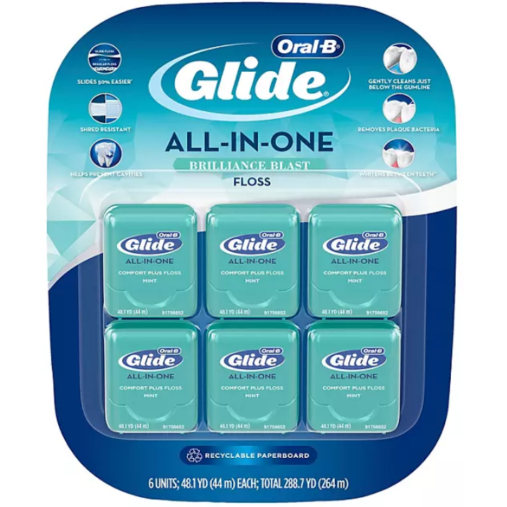 [미국직구] 오랄비 글라이드 치실 민트향 6개입 1+1, 2팩 (총 12개입) Oral-B Glide All-in-One Dental Floss, 2세트, 6개입 57,920원