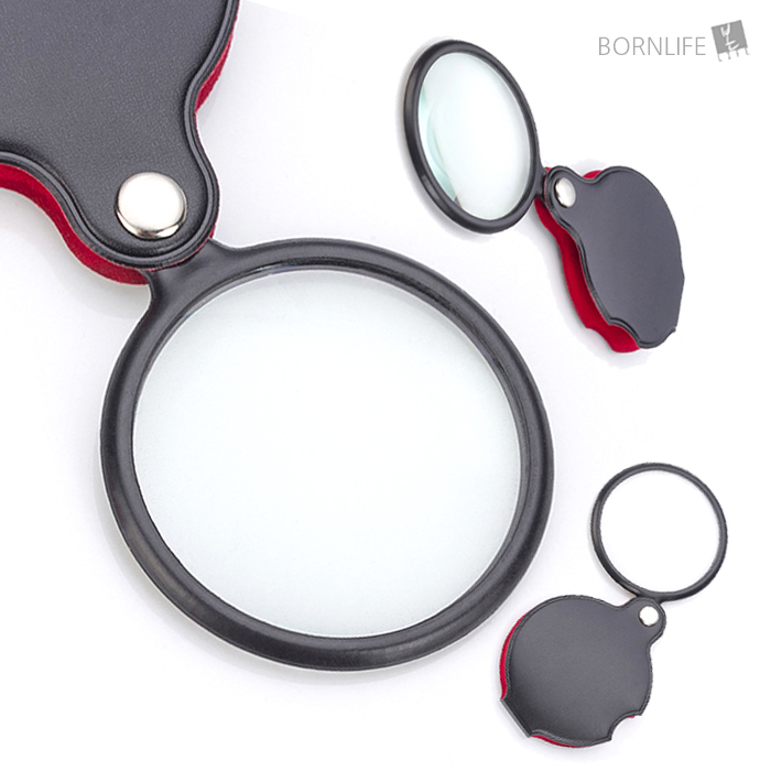 본라이프 고배율 큰사이즈 폴딩 휴대용 접이식 돋보기 노안 확대경 케이스포함 엄마 아빠 할머니 할아버지 효도선물 10배율 작은글씨 확대 독서용 교재용 책돋보기 손잡이형돋보기, 1개 5,890원