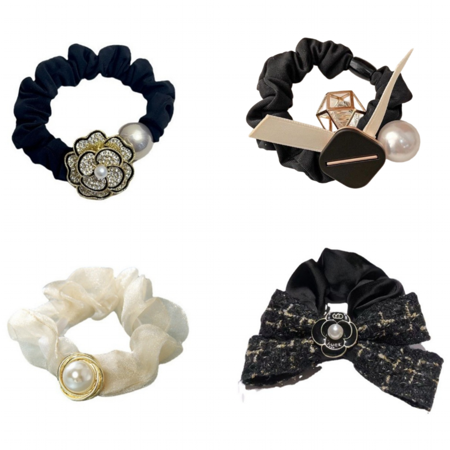 아름디오 고탄력 진주 곱창 머리끈 [4P] 세트 11,500원