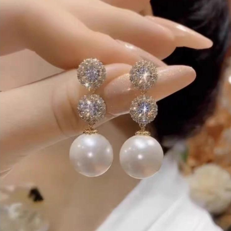 WICKM 고급스러운 진주 드롭귀걸이 예복 여성 악세사리 S925은침 알레르기 방지 29,800원