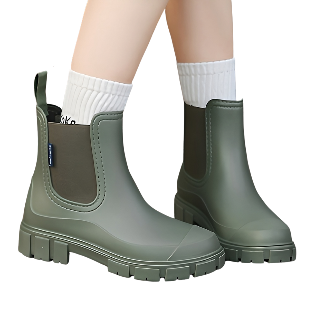 슈토리 레인부츠발편한 여성장화 데일리 미들 숏 3CM 미끄럼방지, 1개, 카키 20,900원