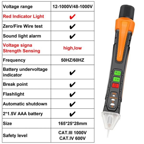 멀티미터 스마트 디지털 비접촉 전압 검출기 펜, 자동 범위 저항 NCV 고정밀 멀티 미터 전압계 테스터 20,100원