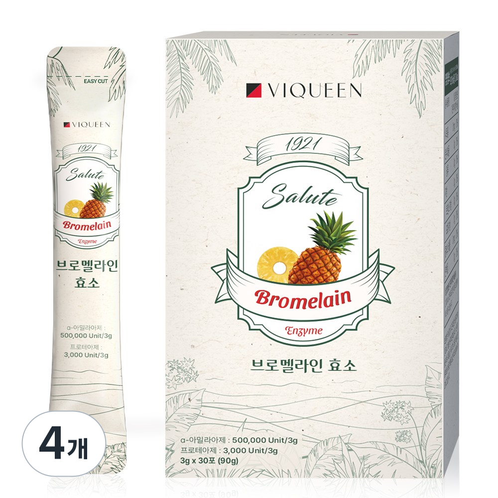 바이퀸 브로멜라인 파인애플 효소 분말 30p, 4개, 90g 37,880원