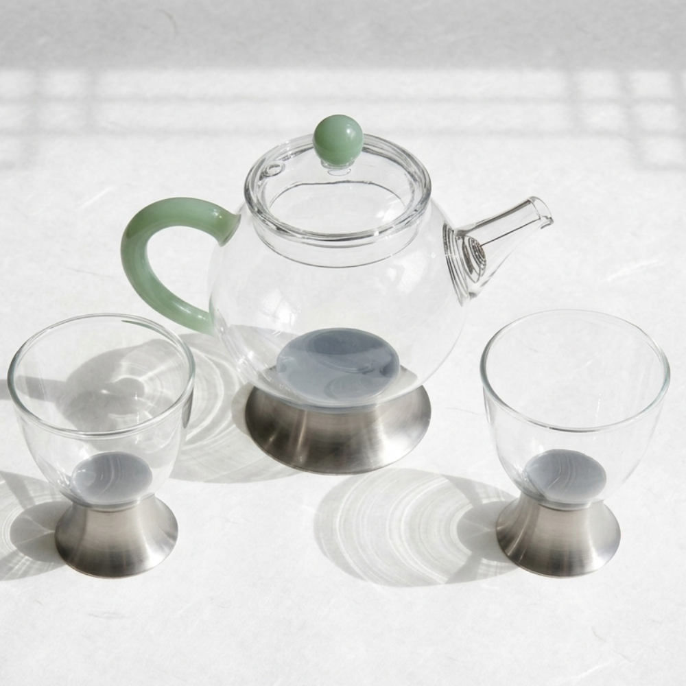 디얼리 스텐굽 티팟 찻잔 2P 세트 내열유리 티포트, 투명, 티팟+라운드찻잔 2p, 1세트 35,200원