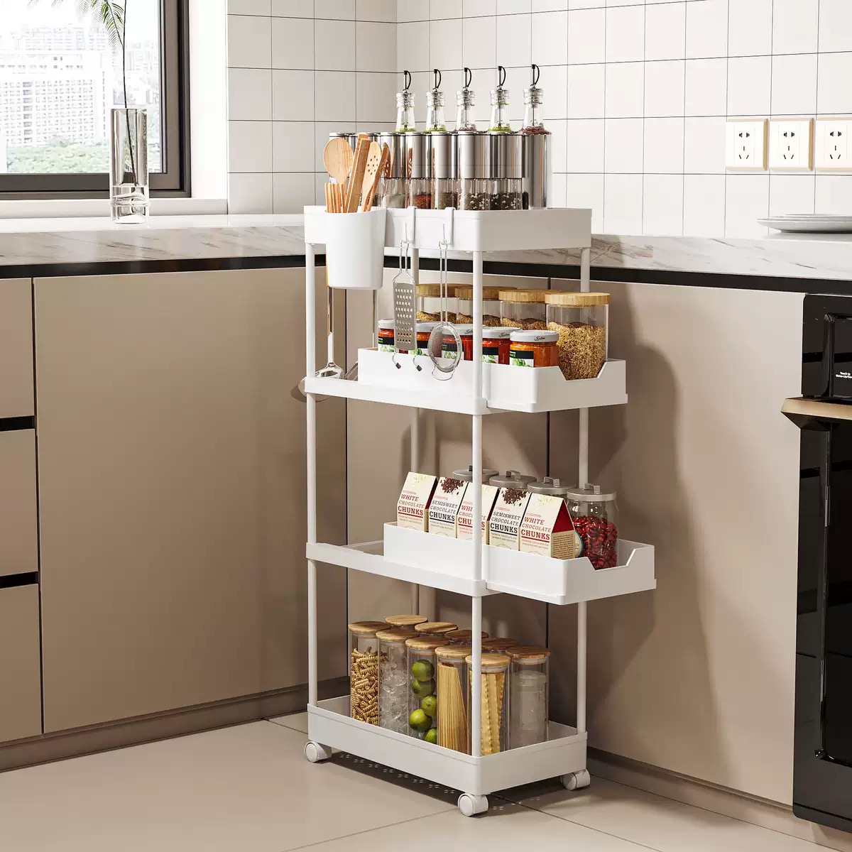 Alemon 슬라이딩 틈새 선반 수납장 이동식 선반 냉장고 세탁기 옆 수납함 주방 거실 다용도 서랍, 01화이트 25,900원