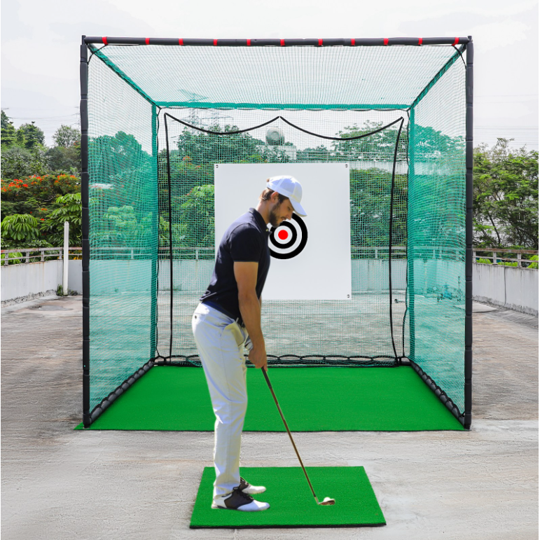 SAIVEINA 프리미엄 골프스윙 연습용 타격 케이지 네트 대형 히팅 케이지 실내외 뒷마당 지하실 설치 튼튼한 골프 스윙 연습 임팩트 트레이닝 연습장 타겟 천 포함 3mX3m, 케이지 그린, 1개 349,000원