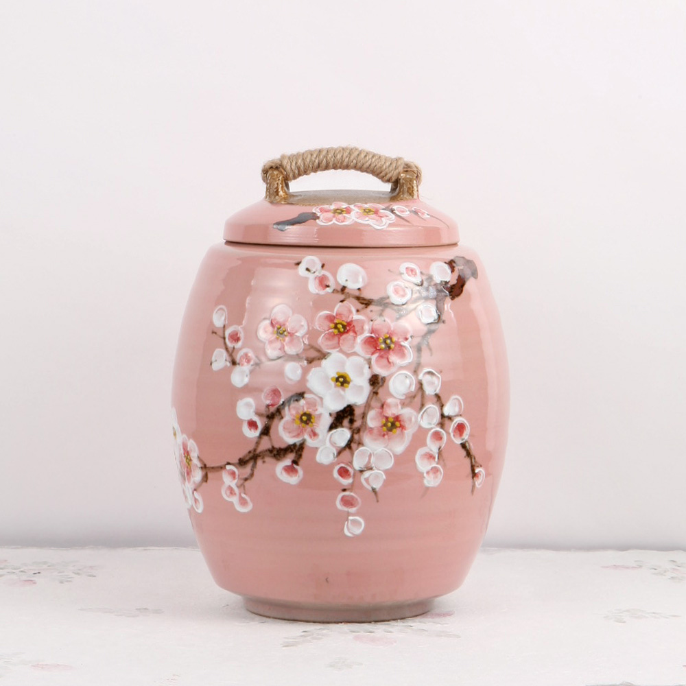 비채 핑크 매화 도자기 쌀독 10kg 쌀항아리 소금항아리 71,060원