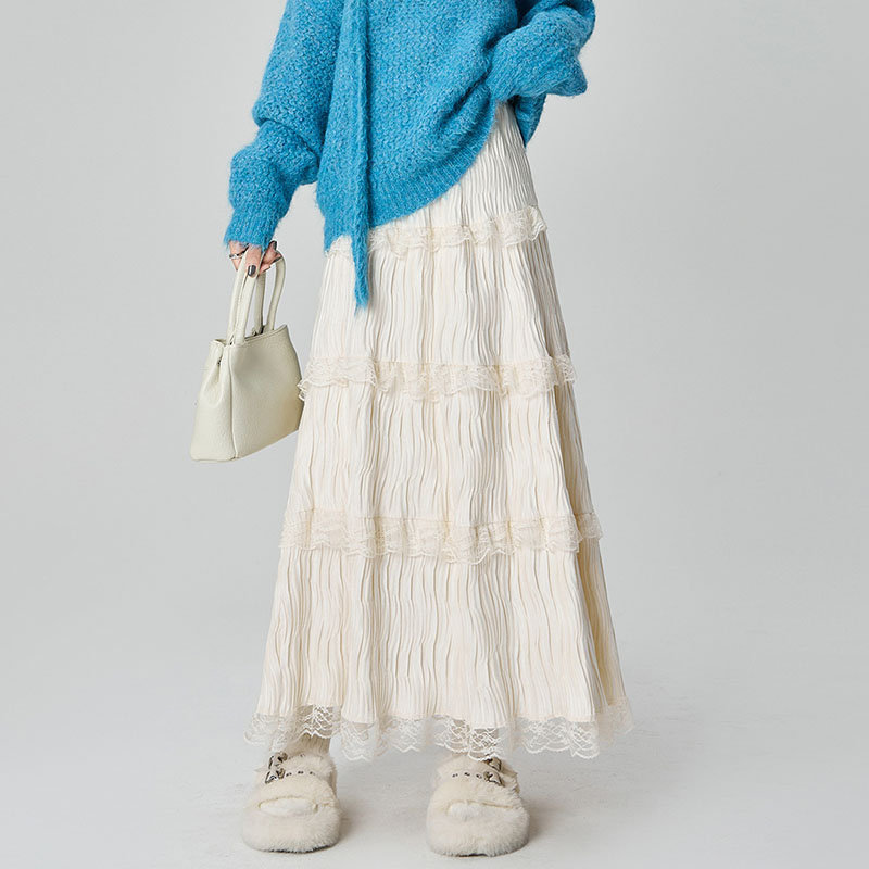 여신 레이스 프릴 밴딩 플레어 캉캉 롱 스커트 비보뉴 18,500원