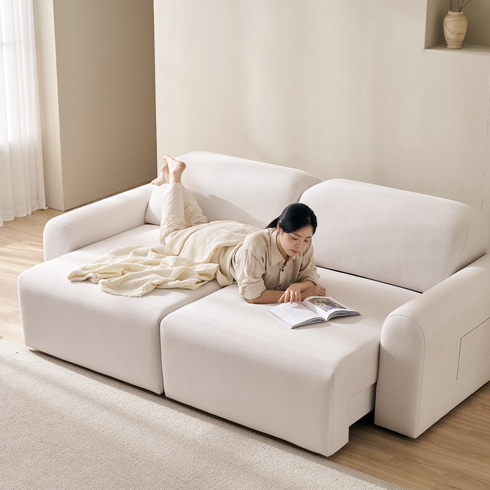 라자가구 듀얼포즈 200 모션 리클라이너 슬라이드 무빙 소파 패브릭 쇼파, 아이보리 949,000원