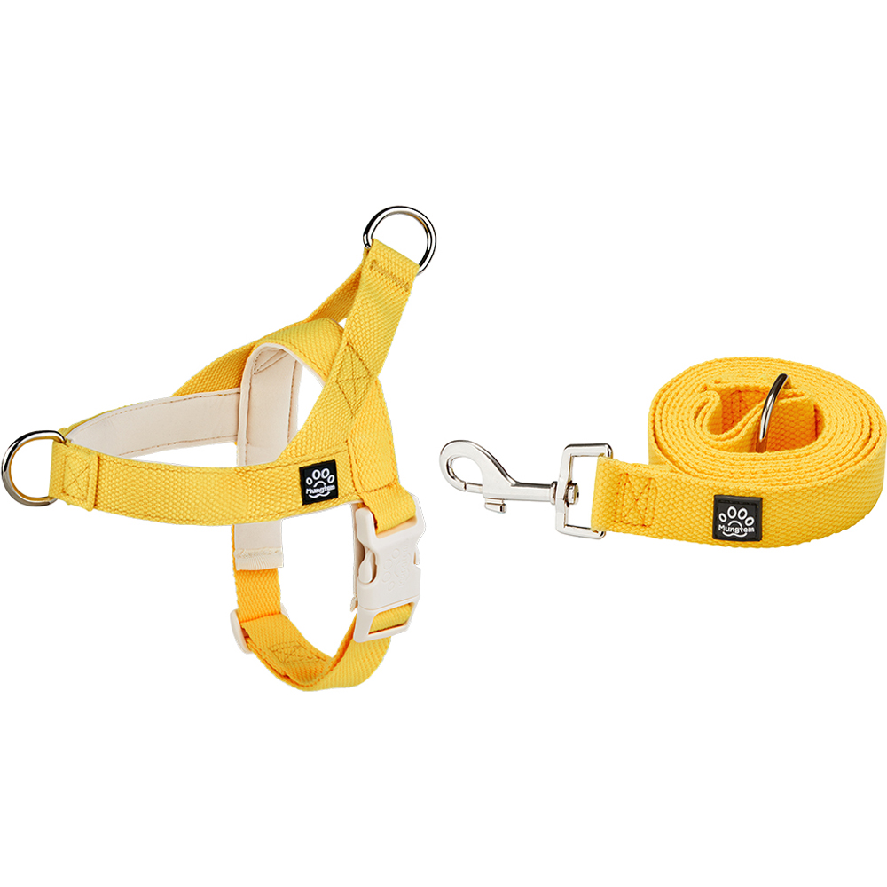 멍템 반려동물용 팔레트 하네스 + 리드줄 세트, 비비드 옐로, 1개 31,800원