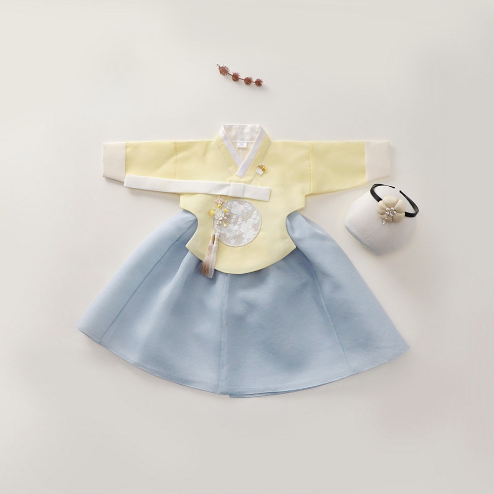 메종드온 새빛 노랑당의 여아한복 치마선택(백일,1호~15호) 92,000원