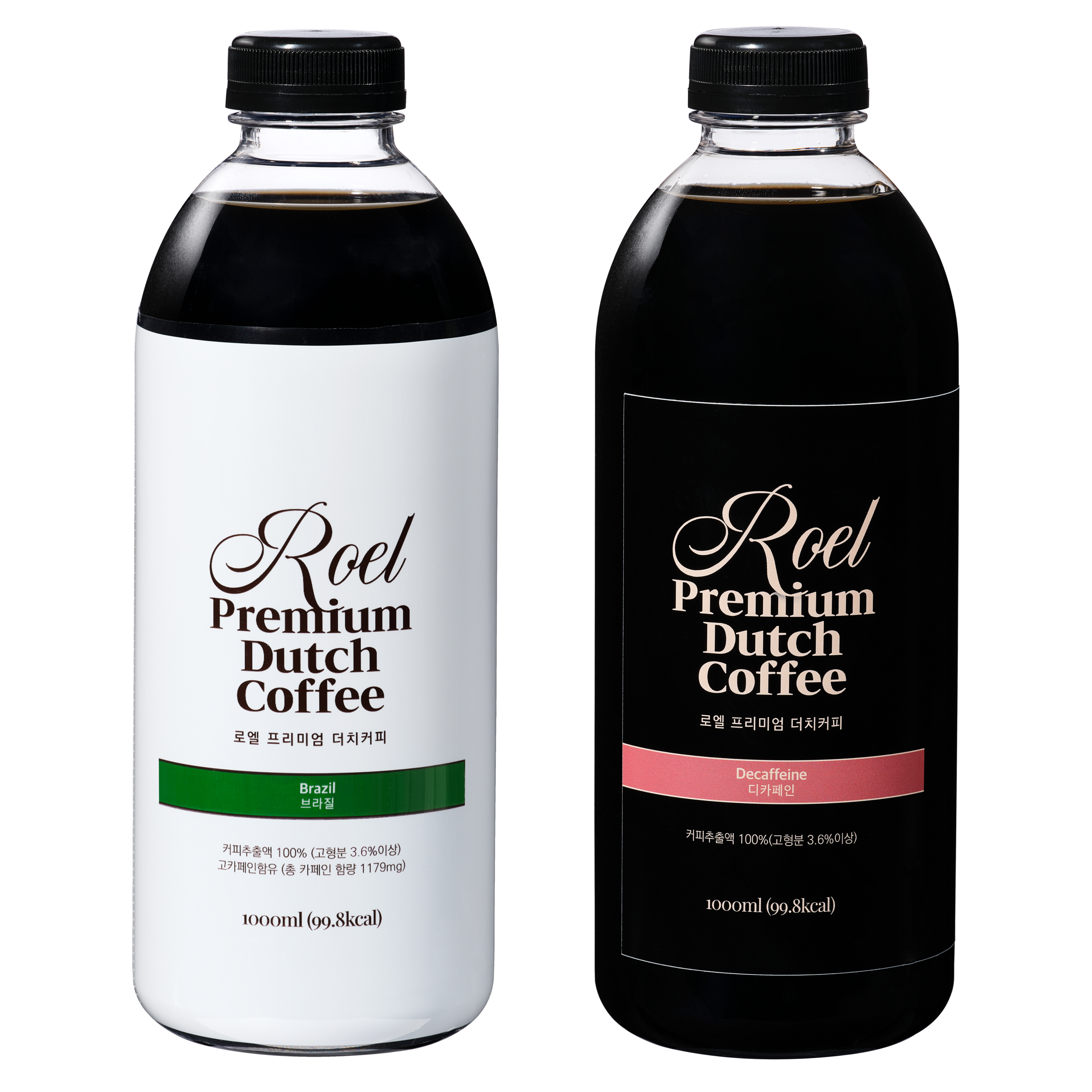 로엘 더치커피 콜드브루 원액 브라질 1L + 디카페인 1L, 2개 26,200원