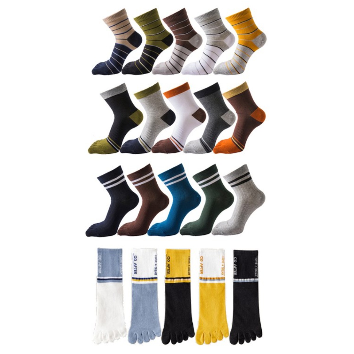 남성 남자발가락양말 패셔니스타 중목 컬러 발가락양말 5결레세트 13,900원