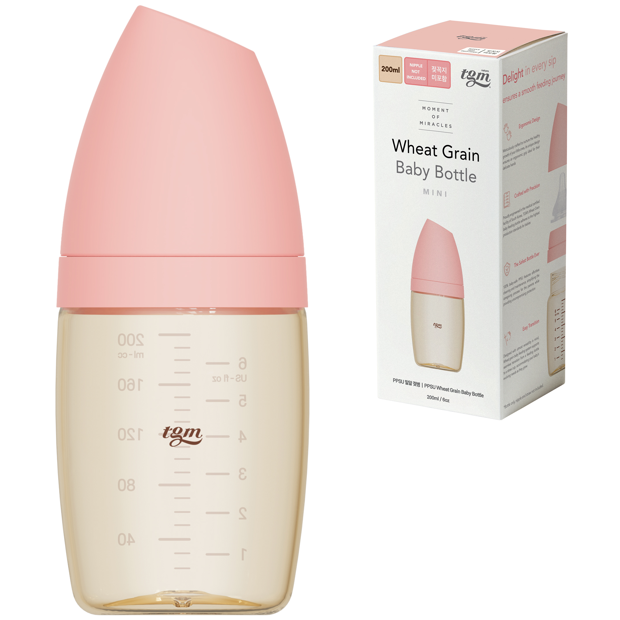 티지엠 유아용 PPSU 밀알 젖병, 블룸핑크, 200ml, 1개 15,000원