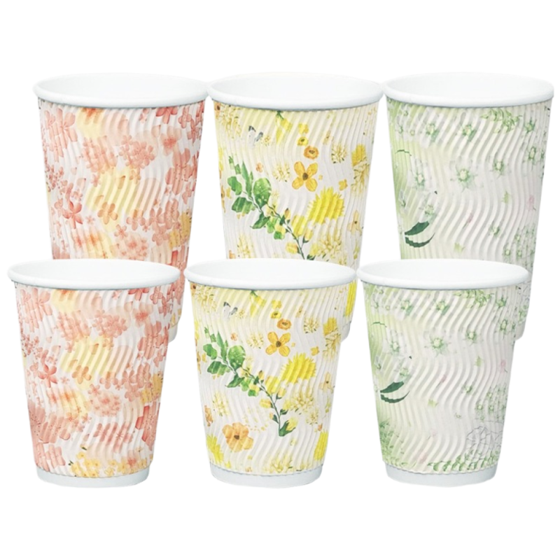 홀더가 필요없는 고급 3중 단열컵 50개 세트 플라워시리즈(13oz컵+뚜껑), 단품 16,900원