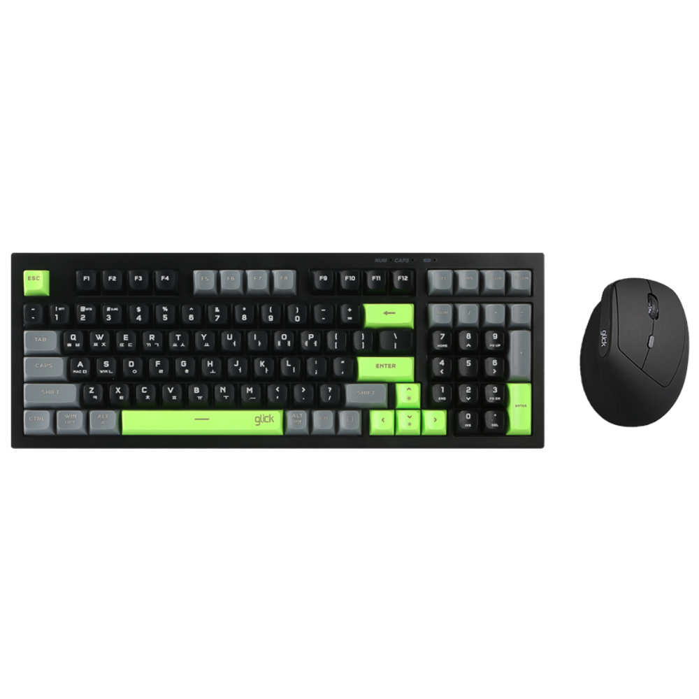 지클릭커 오피스프로 사일런스 무소음 무선 블루투스 98키 키보드 버티컬 마우스 세트, 포커그린, WMK600 98키, 일반형 45,200원