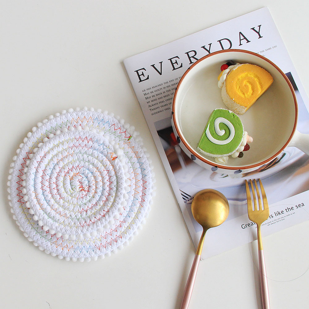 엘리펀트 방울 테두리 면실 손짜임 냄비 받침 컵받침 다용동 받침 6종세트 18,900원