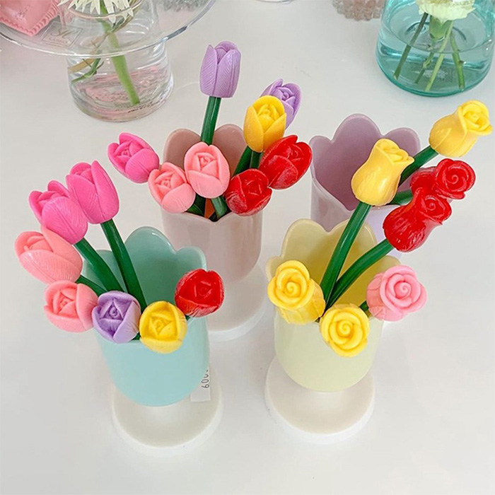 일호장신구 튤립잔볼펜꽂이 화사한볼펜5종세트 국내배송, 튤립잔볼펜꽂이초록색화사한꽃볼펜튤립5종세트, 1개 14,500원