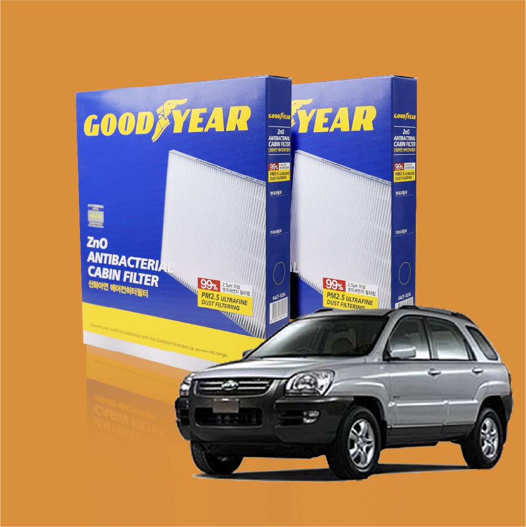 자동차친구 굿이어 정품 초미세 PM2.5 향균처리 국내생산 에어컨필터 2호 1년치 2개 투싼ix 적용 29,900원