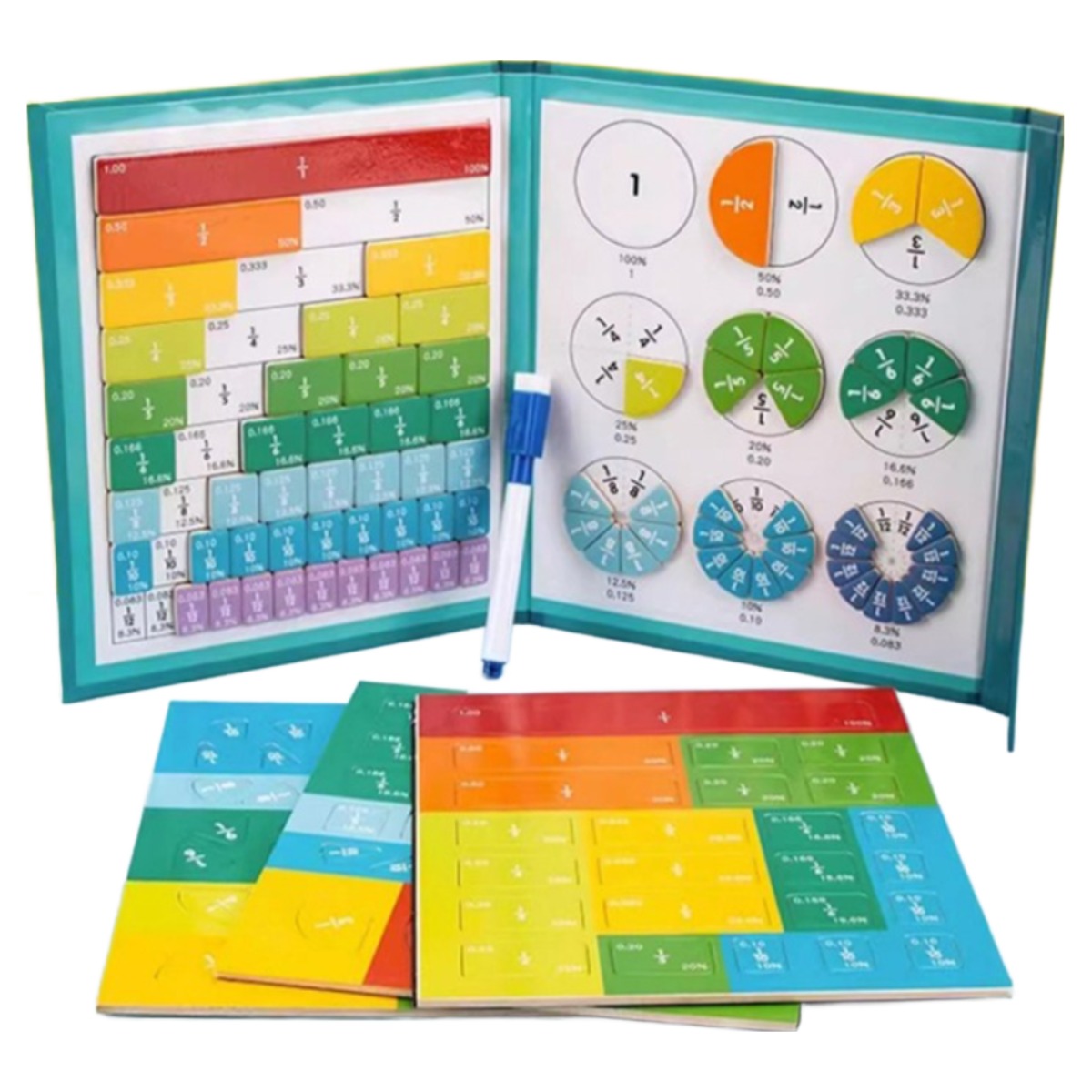 초등 분수 교구 연산 개념 도형 수학 공부 학습 놀이 연산 자석 학습기 원형 교구, 1개 21,350원