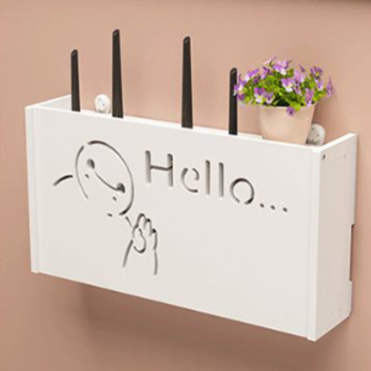 공유기 수납함 펀칭 프리 가정용 TV 셋톱박스 선반 벽걸이 와이파이 수납 가림대, 1개, 다이하쿠 라지 17,800원